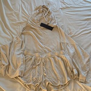 Mono B Beige Hoodie and Shorts Set